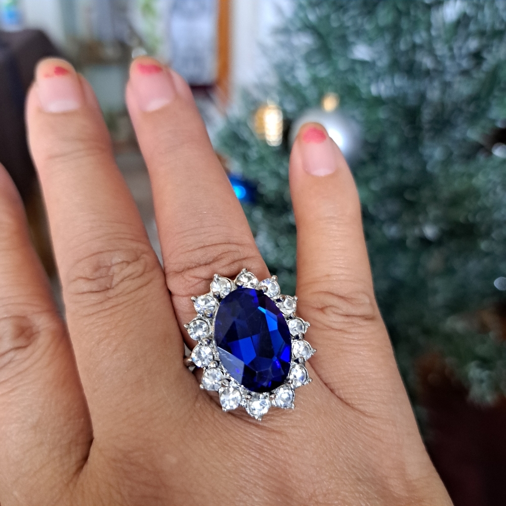 Blue Cz Crystal Ring